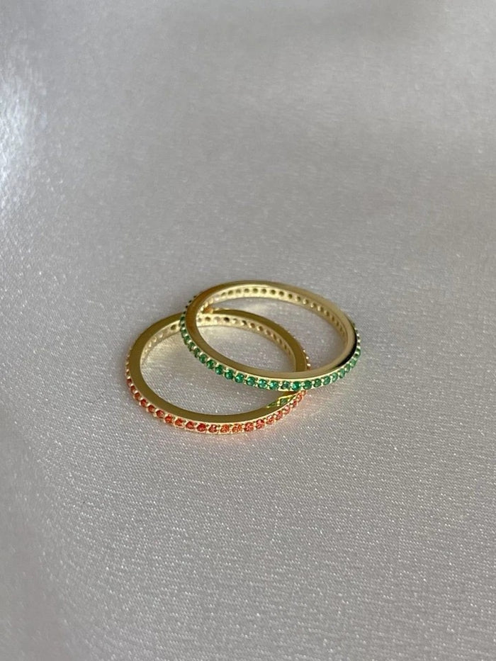Elegant Zircon Stone Hoop Ring,925 Sterling Silver