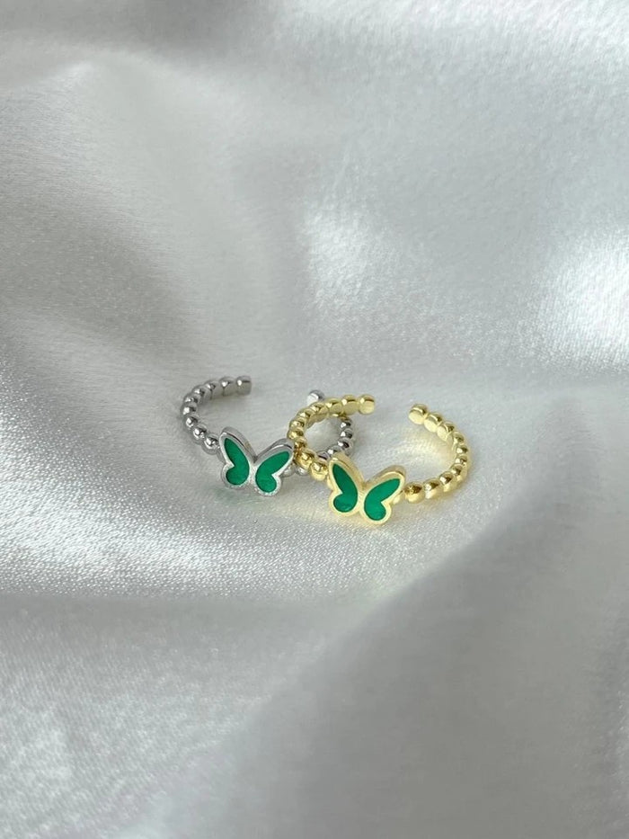 Emerald Butterfly 925 Silver Ring