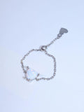 Heart Chain Ring Opal 925 Sterling Silver