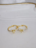 Minimal Zircon Stone Heart And Star 925 Silver Ring