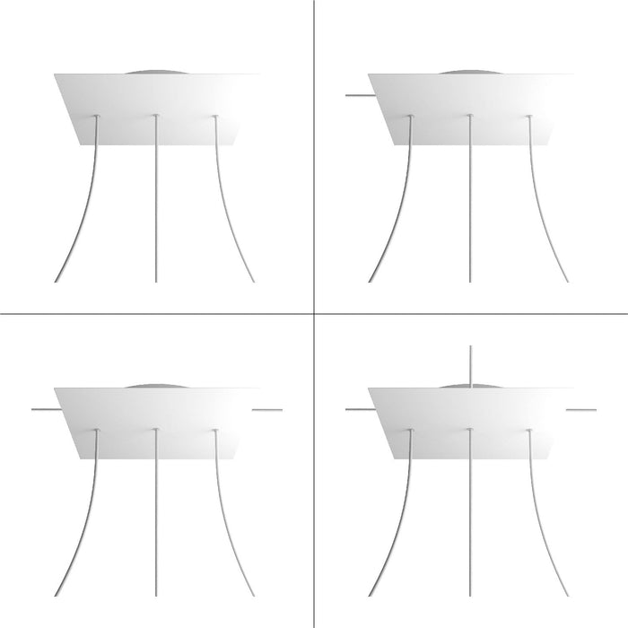 Rosone XXL Rose-One quadrato, 400 mm con 3 fori in linea e 4 fori laterali - Nero opaco Bianco